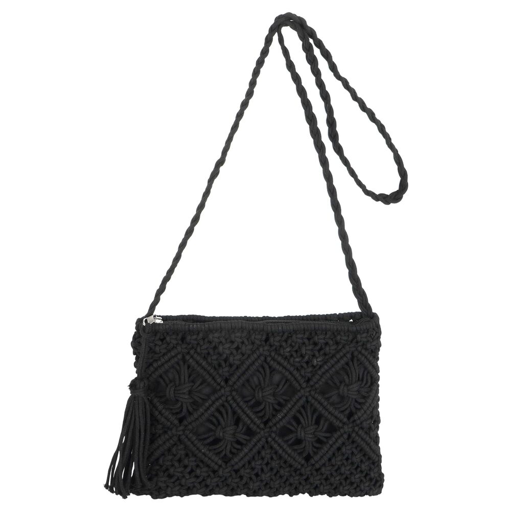 3083 Small Fringed Cotton Crochet Cross-body Shoulder Bag Bohemian Beach